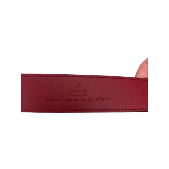 Gucci unisex GG Marmont thin belt in red leather Canvas 90/36 - Picture 6 of 7